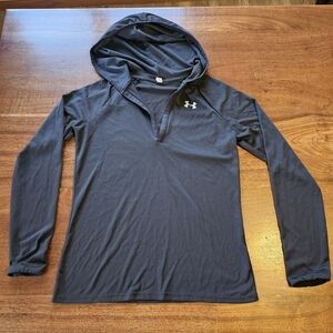 Under Armour Heat Gear Women's V neck Tech Long Sleeve Hoodie Size Small